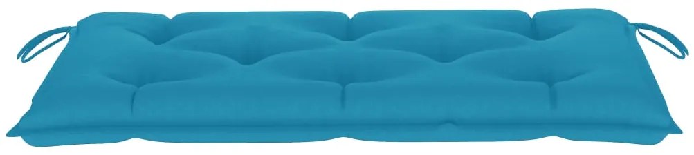 Banco de jardim c/ almofadão azul-claro 112 cm teca maciça