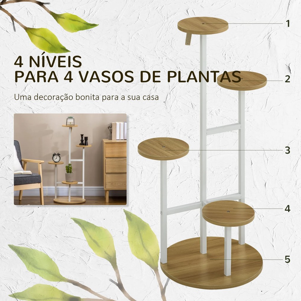 Outsunny Suporte para Plantas Prateleiras para Plantas de 4 Níveis Sup