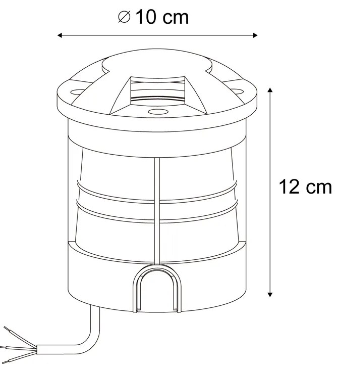 Foco de chão moderno preto GU10 50mm efeito de 4 luzes IP65/IP67 - Cellar Moderno