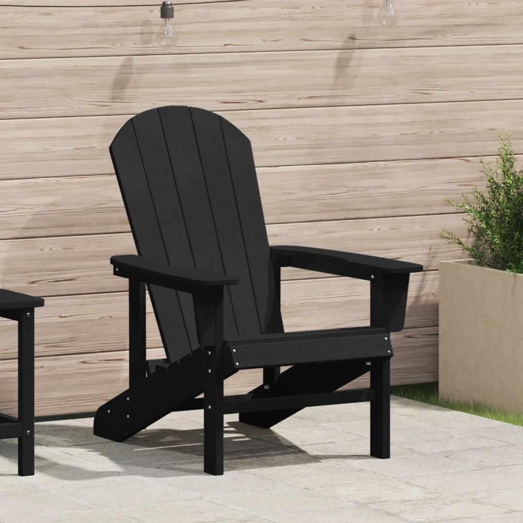 vidaXL Cadeira Adirondack Preta 74x82x91 cm HDPE