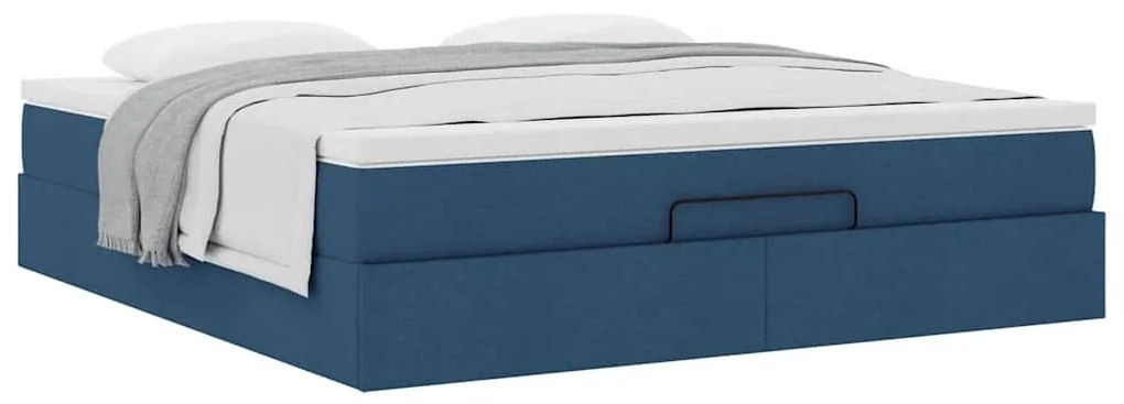 Estrutura de cama otomana vidaXL com tecido azul colchão 180x200cm