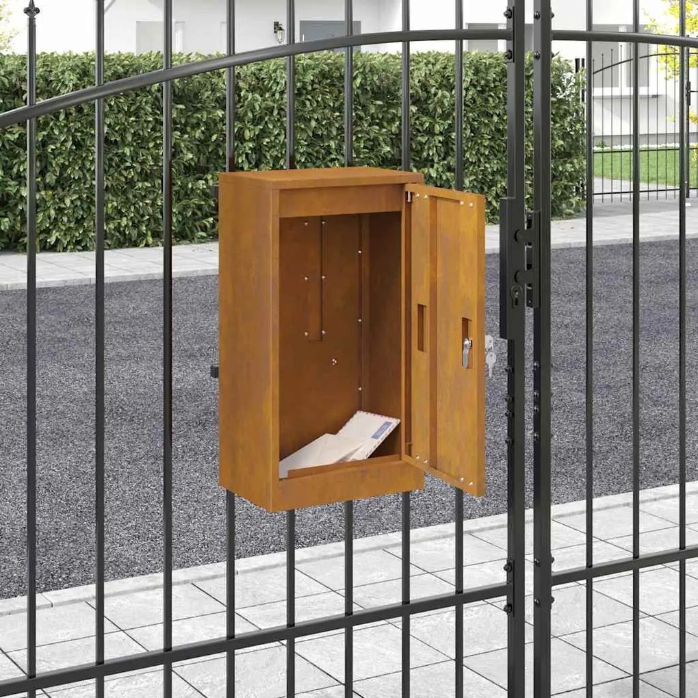 vidaXL caixa de correio com porta Ferro Enferrujado 30 x 20 x 55 cm