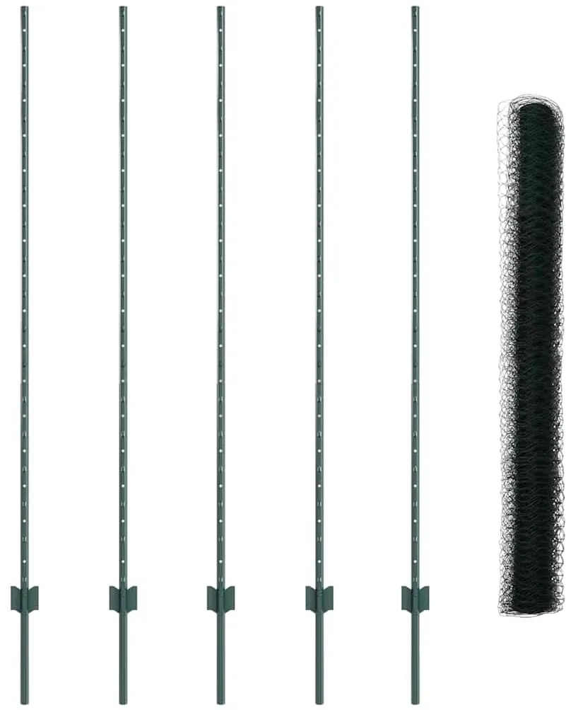 Postes de Cerca vidaXL 5 pcs U-Channel Verde 150 cm Aço