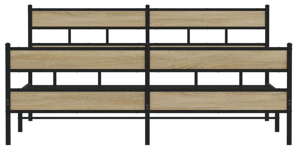 Estrutura de cama sem colchão 180x200cm metal carvalho sonoma
