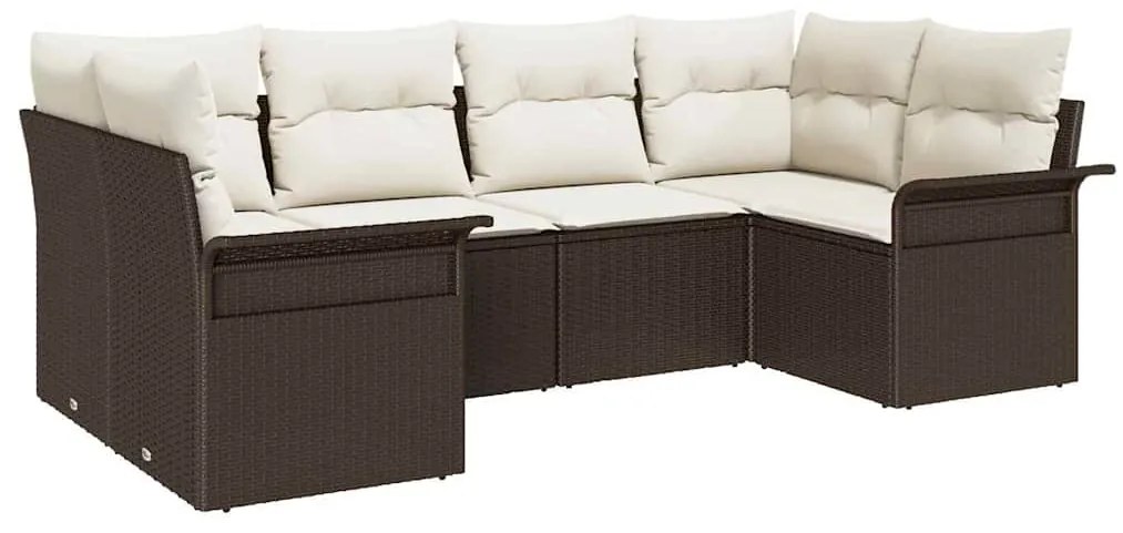 Conjunto de Sofá de Jardim vidaXL 6 Peças com Almofadas Rattan Castanh