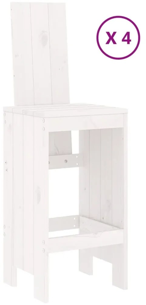5 pcs conjunto de bar para jardim pinho maciço branco