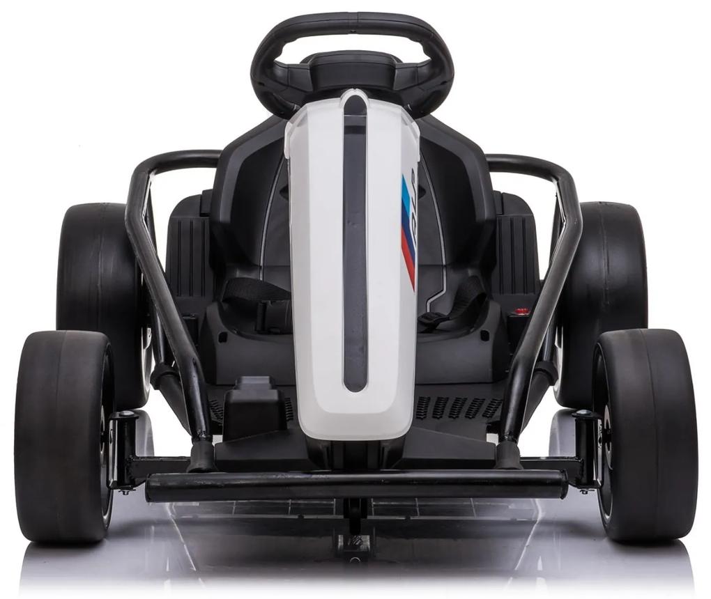 Kart elétrico DRIFT-CAR 24V, rodas lisas Drift, motor 2 x 350W, modo Drift a 13 km/h, bateria 24V, construção sólida branco