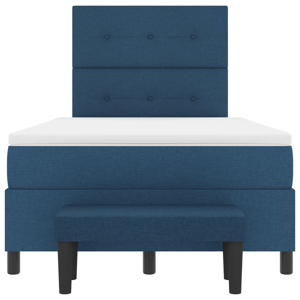 Cama Box com Colchão & Banco Azul 120x190 cm Tecido