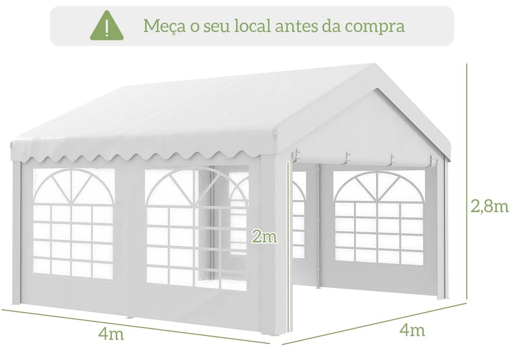 Tenda para Festas 400x400x280cm para Exterior Campismo Casamentos com
