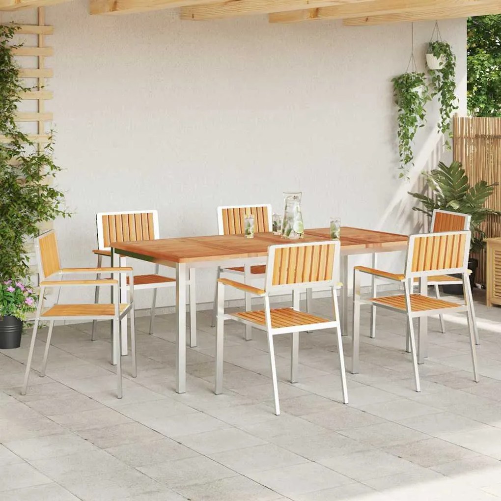 Conjunto de Jantar para o Jardim vidaXL de 7 Peças em Madeira Sólida d