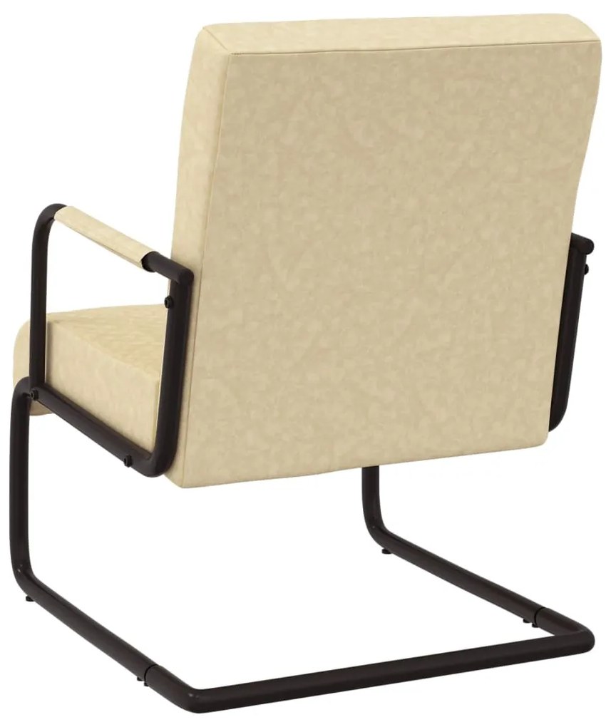 Cadeira cantilever em couro artificial cor creme
