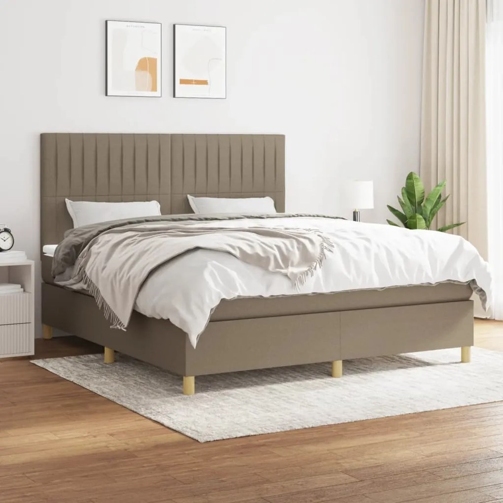 vidaXL Cama com molas/colchão 180x200 cm tecido castanho-acinzentado