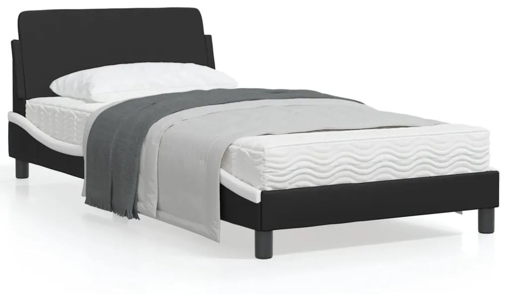vidaXL Estrutura cama c/ cabeceira 100x200 cm couro artificial
