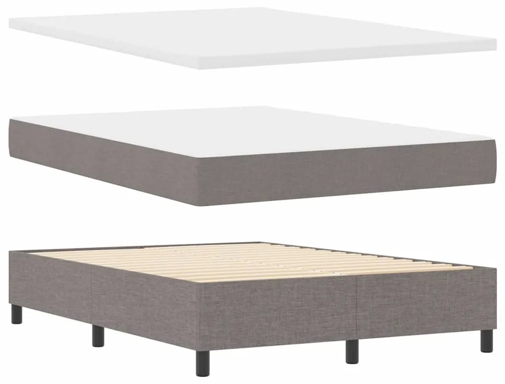 Cama Box Spring com Colchão e Banco Taupe 140x190 cm Tecido