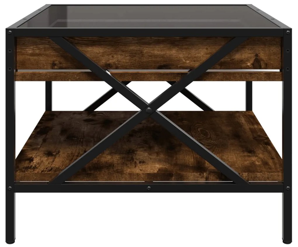 Mesa de centro luzes LED Infinity 50x50x38 cm carvalho fumado