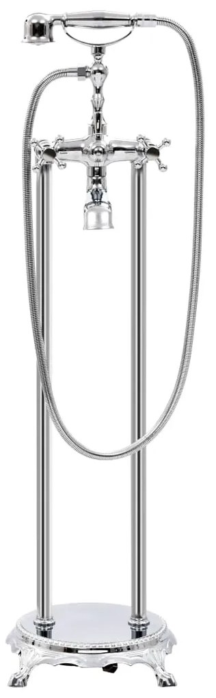 Torneira de pé para banheira aço inoxidável 99,5 cm prateado