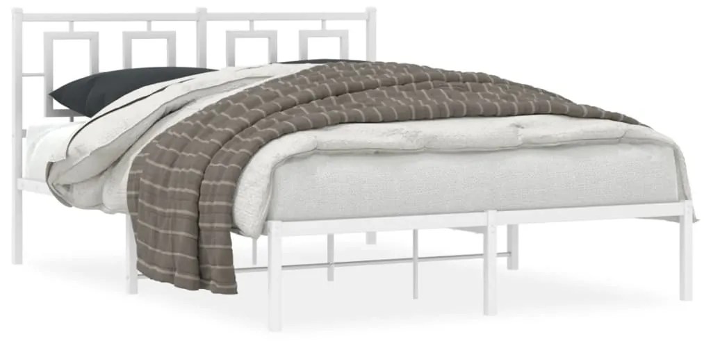 Estrutura de cama com cabeceira 140x200 cm metal branco