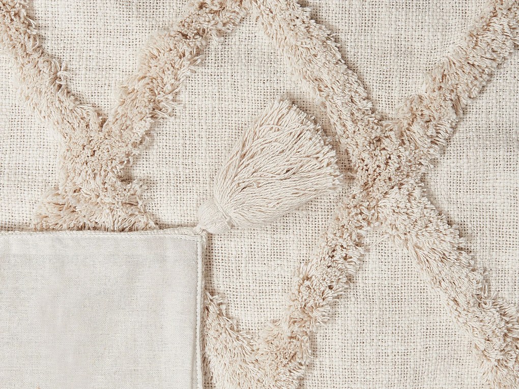 Manta decorativa em algodão creme 130 x 180 cm GUNA Beliani