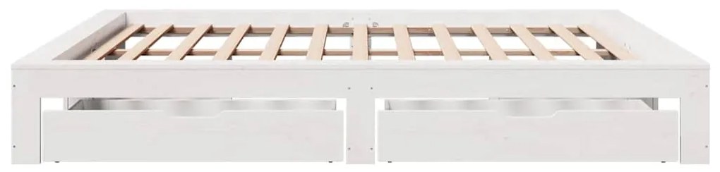 Cama sem colchão 200x200 cm madeira de pinho maciça branco