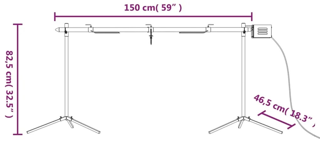 Grelhador automático com motor 150x46,5x82,5 cm aço inoxidável