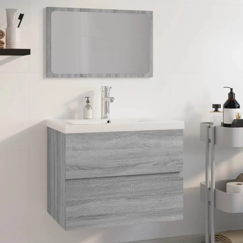 vidaXL Conjunto móveis casa de banho derivados de madeira sonoma cinza