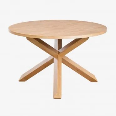 Mesa De Jantar Redonda Ø120 Cm Em Mdf E Madeira Mieren Madeira Natural - Sklum