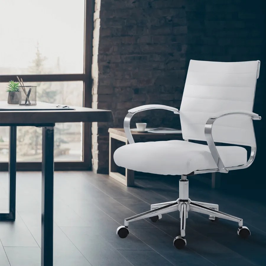 Cadeira de escritório Oakland Leather Sintético Branco