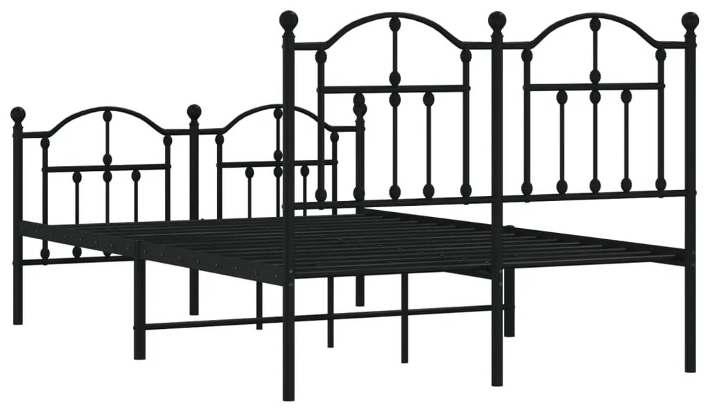 Estrutura de cama com cabeceira e pés 120x200 cm metal preto