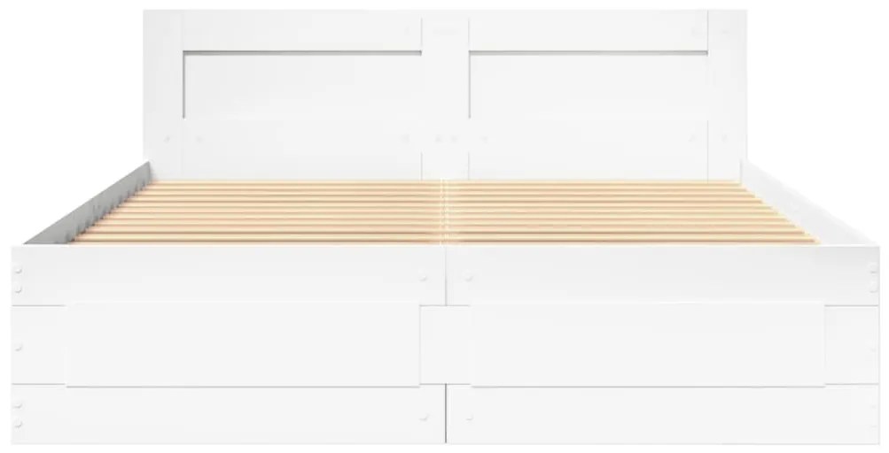 Estrutura de cama c/ cabeceira sem colchão 140x190 cm branco