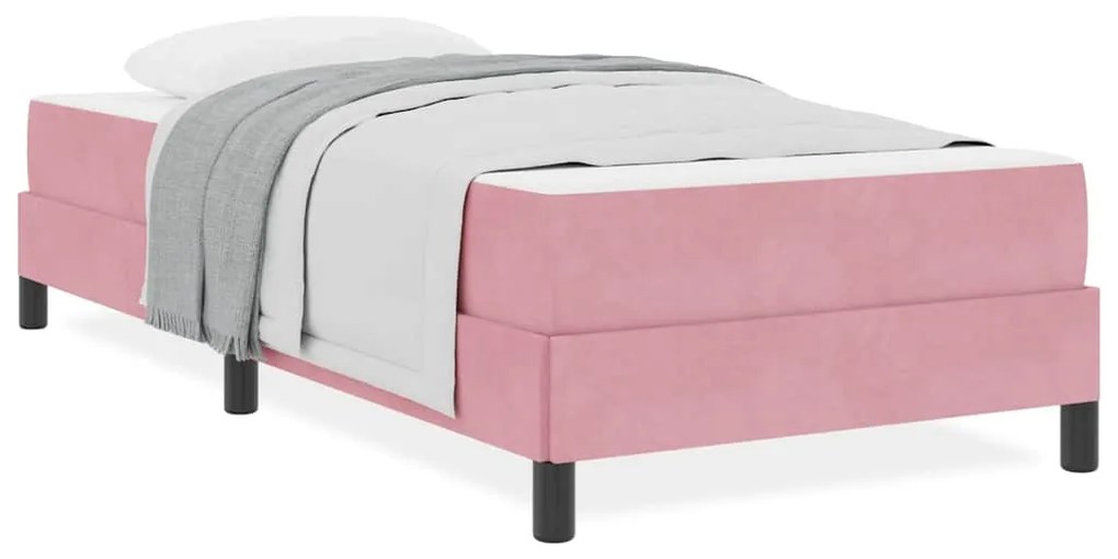 Cama box spring com colchão Rosa 90 x 200 cm Veludo