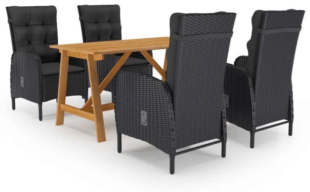 3068742 vidaXL 5 pcs conjunto de jantar para jardim preto