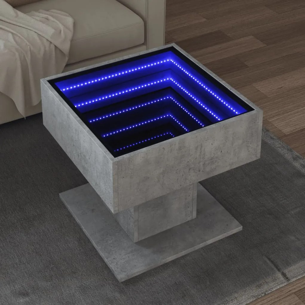 vidaXL Mesa de centro c/ LEDs 50x50x45 cm madeira processada
