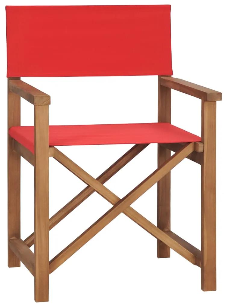 47414 vidaXL Cadeira de realizador em madeira de teca maciça vermelho