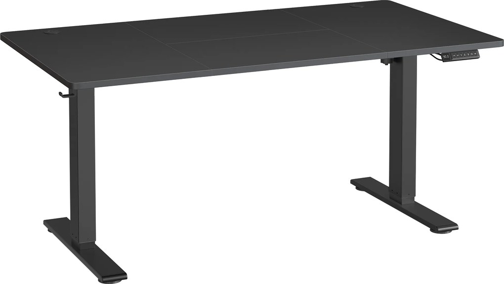 Secretária com regulação elétrica da altura 140 x 80 x (72-120) cm, secretária para trabalhar em pé com porta-cabos tipo C, preta