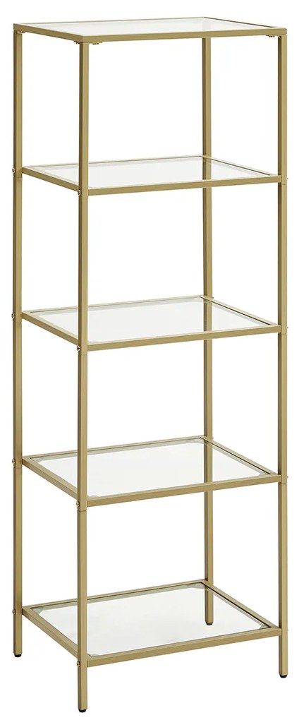 Estante em escada com 5 prateleiras em vidro temperado | VASAGLE | 40 x 30 x 124.5 cm | dourado | LGT029A01.