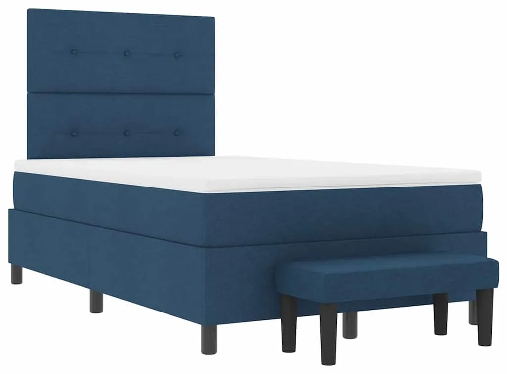 Cama Box com Colchão &amp; Banco Azul 120x190 cm Tecido