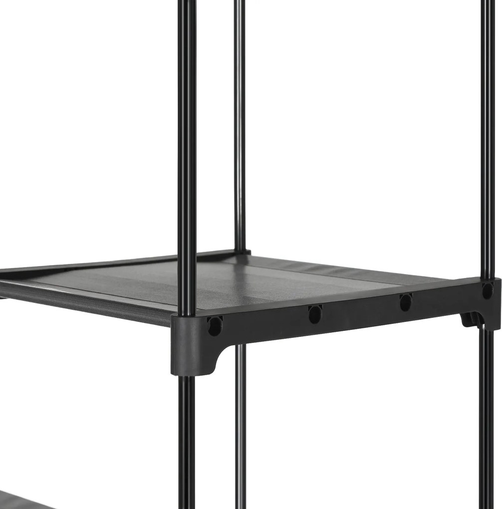 Guarda Roupa em tecido com 2 varões para roupa 43 x 140 x 174 cm Preto
