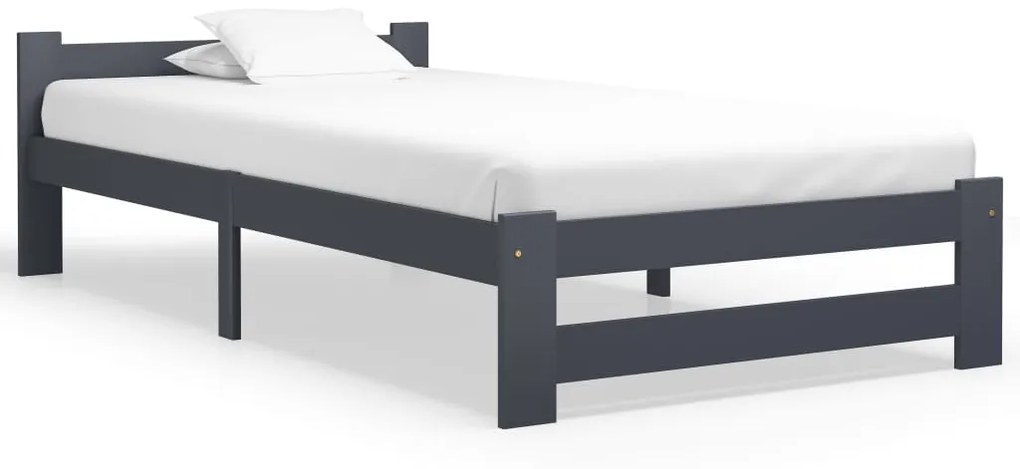 vidaXL Estrutura de cama 100x200 cm pinho maciço cinzento-escuro