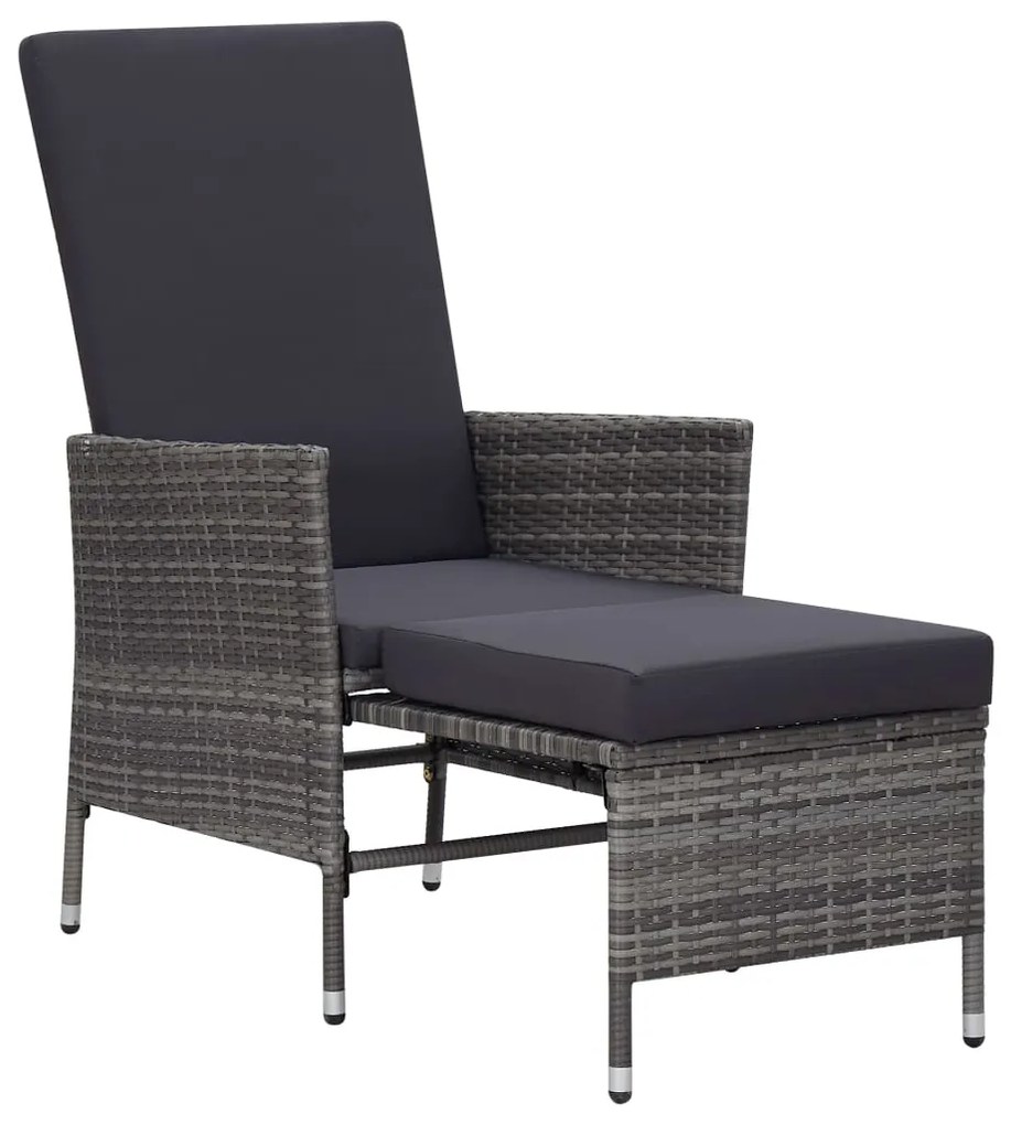3 pcs conjunto lounge de jardim c/ almofadões vime PE cinzento