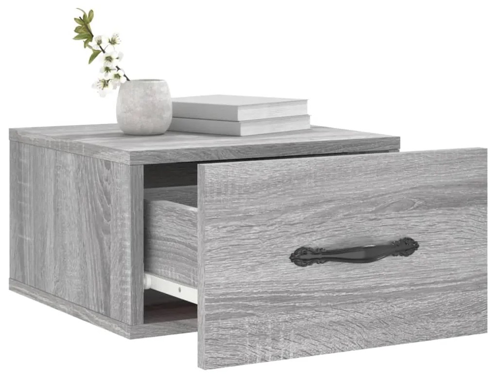 Mesa de cabeceira montagem na parede cinzento sonoma 35x35x20cm