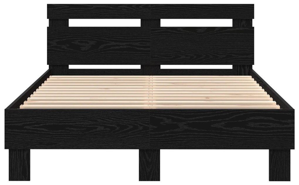Estrutura de Cama Sólida Carvalho Preto Madeira Sólida 120 x 200 cm