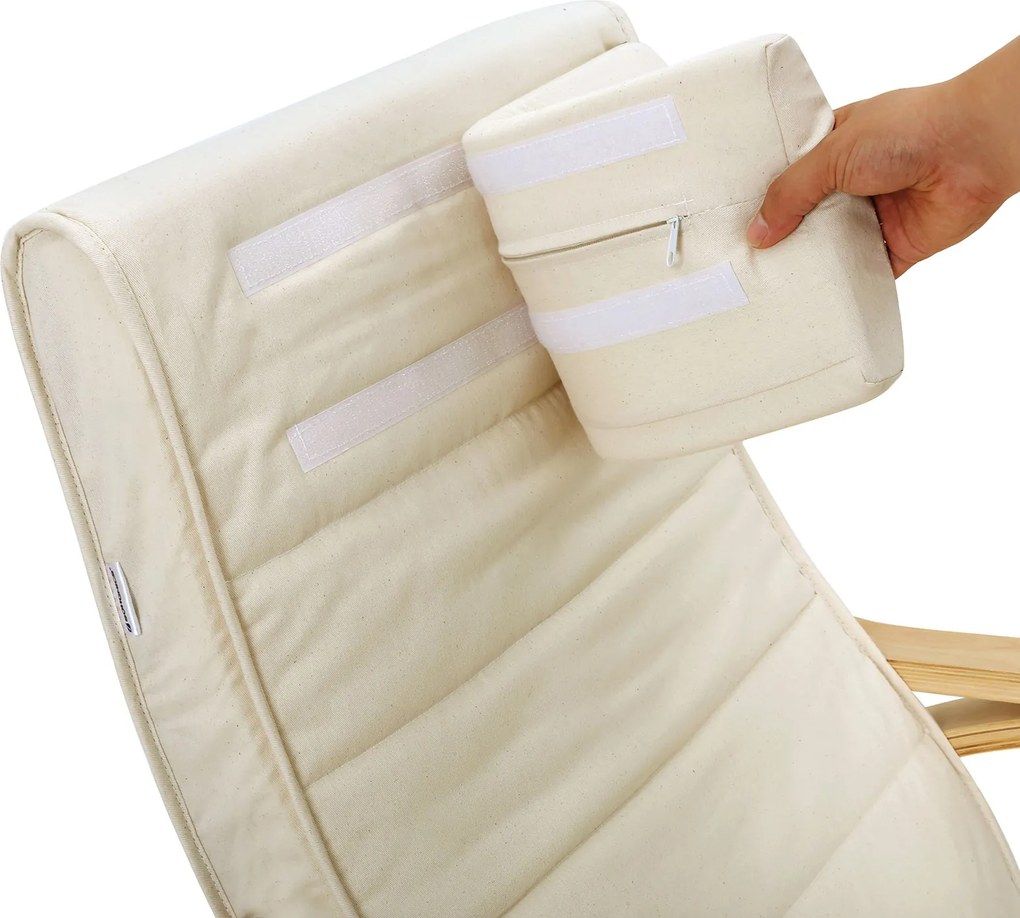 Cadeira de baloiço em madeira de bétula bege