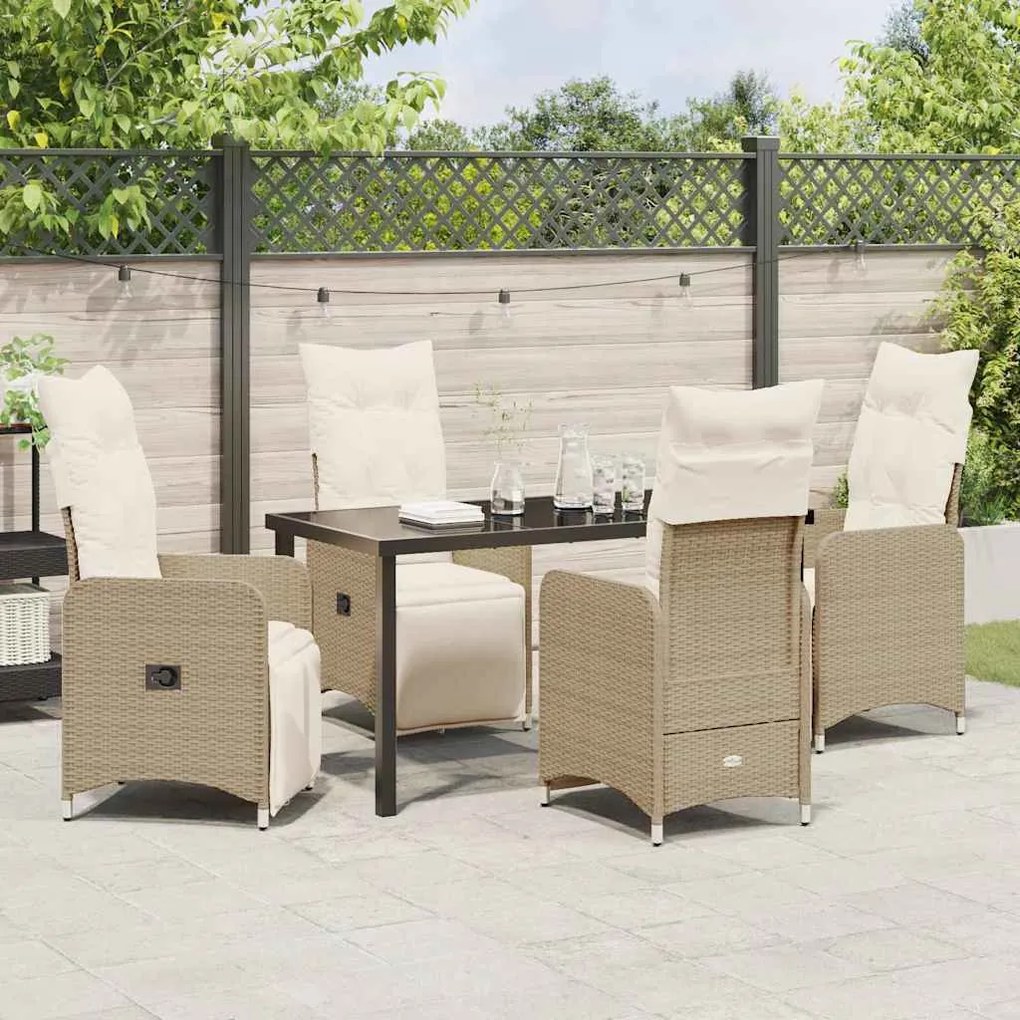 Conjunto de Jantar de Jardim 5 peças com Almofadas Bege em Rattan Sint