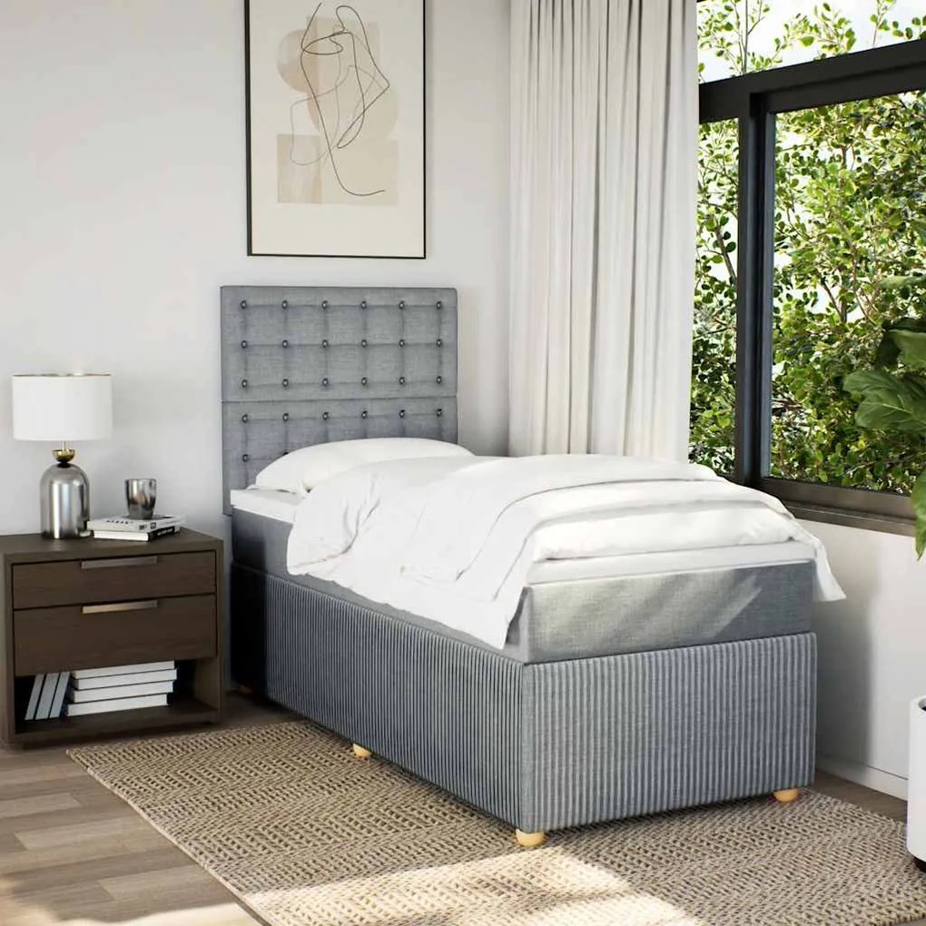 Cama com molas/colchão 80x200 cm tecido cinza-claro