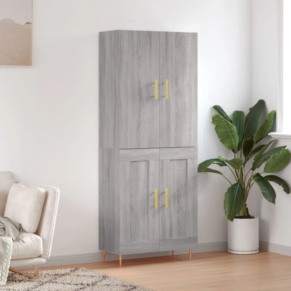 vidaXL Armário alto 69,5x34x180 cm derivados de madeira sonoma cinza