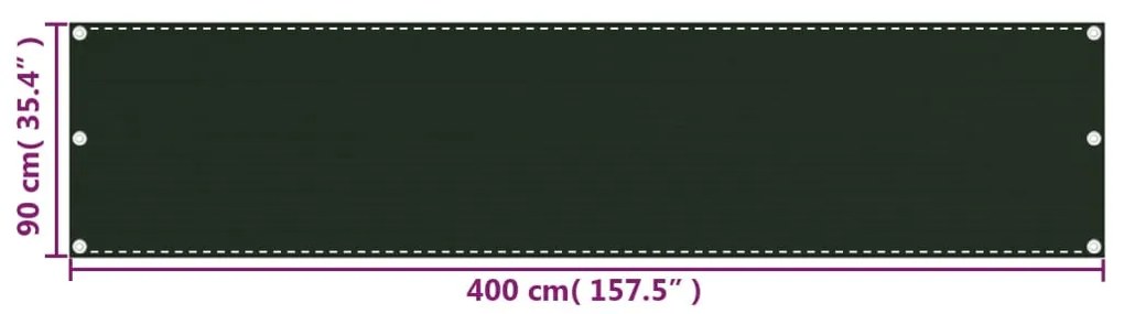 Tela de varanda 90x400 cm PEAD verde-escuro