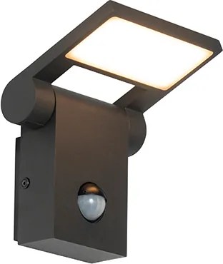 Candeeiro de parede exterior antracite com LED IP54 e sensor de movimento - Zane