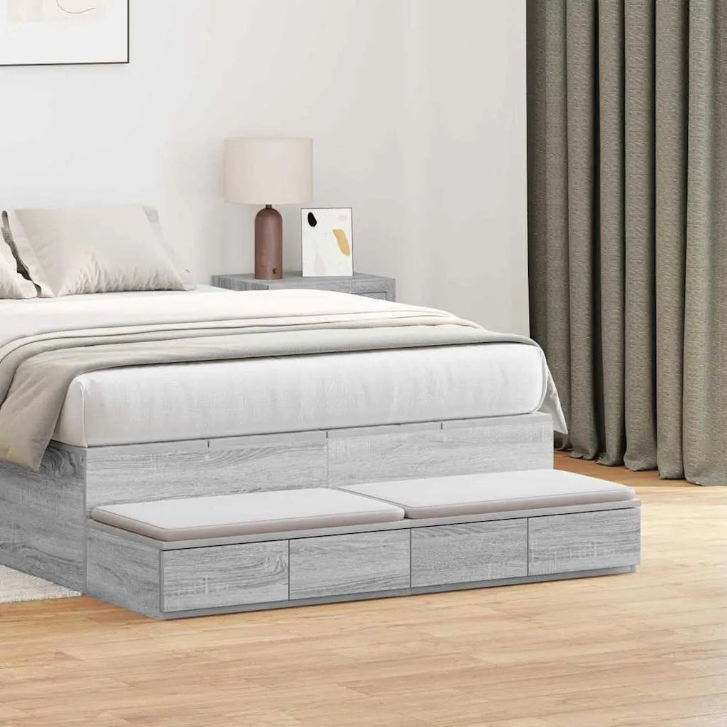 vidaXL Gavetas de cama com gaveta Cinza Sonoma 120 x 36,5 x 16,5 cm