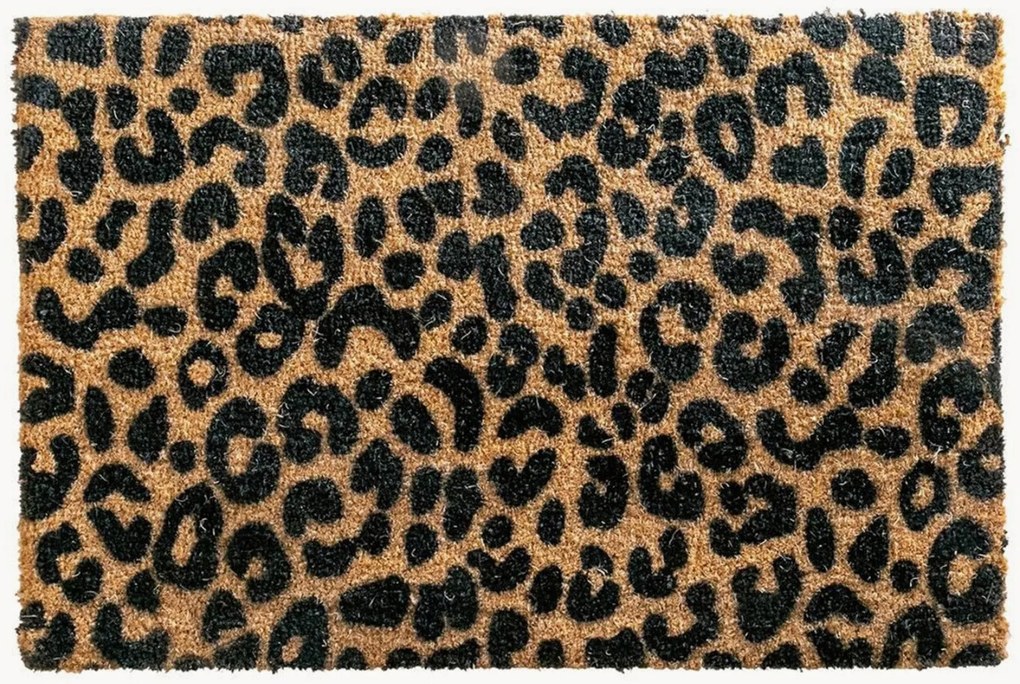 Tapete de entrada em coco artesanal Leopard