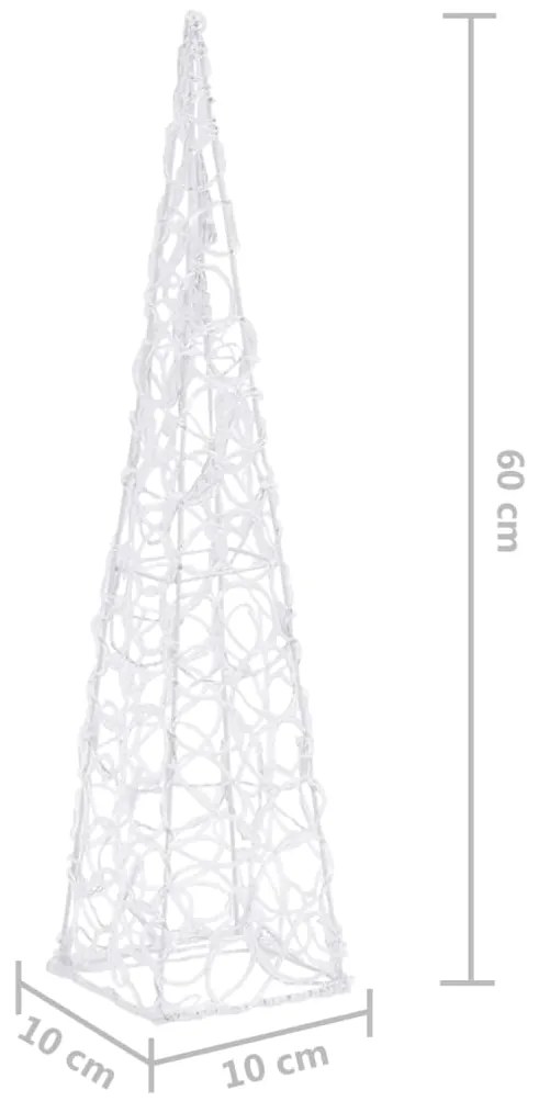 Cone de iluminação decorativo c/ LEDs azuis acrílico 60 cm